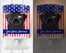 Load image into Gallery viewer, American Flag and Black Pug Ceramic Night Light BB2193CNL