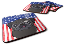 Load image into Gallery viewer, American Flag and Black Pug Foam Coaster