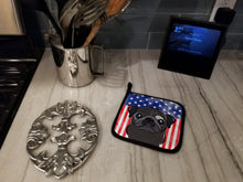 Load image into Gallery viewer, American Flag and Black Pug Pot Holders - Set of 2 - Heat-Resistant Kitchen Essentials BB2193PTHD