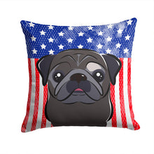 Load image into Gallery viewer, American Flag and Black Pug Throw Pillow - 14x14 Decorative Pillow – Art for Your Home &amp; Patio BB2193PW1414