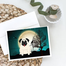 Load image into Gallery viewer, Halloween Scary Pug Cream Greeting Cards -  Blank Note Cards – 8-Pack of Artist-Designed Cards with Envelopes