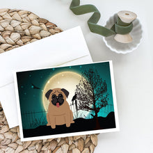 Load image into Gallery viewer, Halloween Scary Pug Brown Greeting Cards -  Blank Note Cards – 8-Pack of Artist-Designed Cards with Envelopes