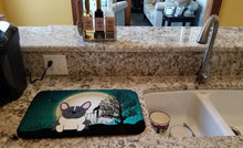 Load image into Gallery viewer, Halloween Scary French Bulldog Black White Dish Drying Mat – Absorbent, Artistic Kitchen Essentials BB2202DDM