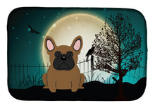Load image into Gallery viewer, Halloween Scary French Bulldog Brown Dish Drying Mat – Absorbent, Artistic Kitchen Essentials BB2203DDM