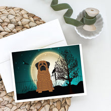 Load image into Gallery viewer, Halloween Scary Mastiff Brindle Greeting Cards -  Blank Note Cards – 8-Pack of Artist-Designed Cards with Envelopes