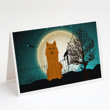 Load image into Gallery viewer, Halloween Scary Karelian Bear Dog Greeting Cards -  Blank Note Cards – 8-Pack of Artist-Designed Cards with Envelopes
