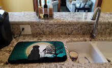 Load image into Gallery viewer, Halloween Scary Black Russian Terrier Dish Drying Mat – Absorbent, Artistic Kitchen Essentials BB2216DDM