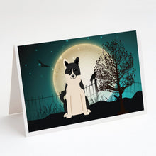 Load image into Gallery viewer, Halloween Scary Russo-European Laika Spitz Greeting Cards -  Blank Note Cards – 8-Pack of Artist-Designed Cards with Envelopes