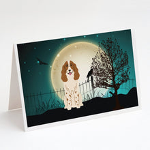 Load image into Gallery viewer, Halloween Scary Russian Spaniel Greeting Cards -  Blank Note Cards – 8-Pack of Artist-Designed Cards with Envelopes