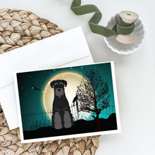 Load image into Gallery viewer, Halloween Scary Standard Schnauzer Black Greeting Cards -  Blank Note Cards – 8-Pack of Artist-Designed Cards with Envelopes