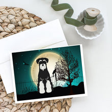 Load image into Gallery viewer, Halloween Scary Standard Schnauzer Salt and Pepper Greeting Cards -  Blank Note Cards – 8-Pack of Artist-Designed Cards with Envelopes