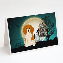 Load image into Gallery viewer, Halloween Scary Beagle Tricolor Greeting Cards -  Blank Note Cards – 8-Pack of Artist-Designed Cards with Envelopes