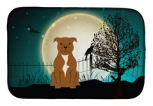 Load image into Gallery viewer, Halloween Scary Staffordshire Bull Terrier Brown Dish Drying Mat – Absorbent, Artistic Kitchen Essentials BB2237DDM