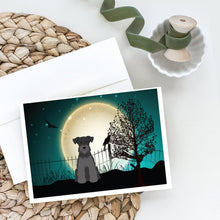 Load image into Gallery viewer, Halloween Scary Miniature Schnauzer Black Greeting Cards -  Blank Note Cards – 8-Pack of Artist-Designed Cards with Envelopes
