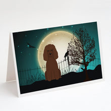 Load image into Gallery viewer, Halloween Scary Irish Water Spaniel Greeting Cards -  Blank Note Cards – 8-Pack of Artist-Designed Cards with Envelopes