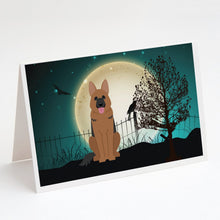 Load image into Gallery viewer, Halloween Scary German Shepherd Greeting Cards -  Blank Note Cards – 8-Pack of Artist-Designed Cards with Envelopes
