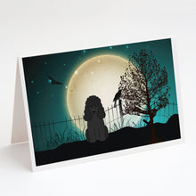 Load image into Gallery viewer, Halloween Scary Poodle Black Greeting Cards -  Blank Note Cards – 8-Pack of Artist-Designed Cards with Envelopes
