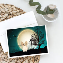Load image into Gallery viewer, Halloween Scary Papillon Sable White Greeting Cards -  Blank Note Cards – 8-Pack of Artist-Designed Cards with Envelopes