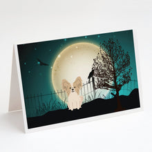 Load image into Gallery viewer, Halloween Scary Papillon Sable White Greeting Cards -  Blank Note Cards – 8-Pack of Artist-Designed Cards with Envelopes