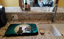 Load image into Gallery viewer, Halloween Scary Beauce Shepherd Dog Dish Drying Mat – Absorbent, Artistic Kitchen Essentials BB2270DDM