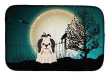 Load image into Gallery viewer, Halloween Scary Shih Tzu Black White Dish Drying Mat – Absorbent, Artistic Kitchen Essentials BB2278DDM