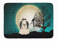 Load image into Gallery viewer, Halloween Scary Shih Tzu Black White Machine Washable Memory Foam Mat BB2278RUG