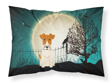 Halloween Scary Wire Fox Terrier Fabric Standard Pillowcase – Artistic Decorative Front, White Back BB2291PILLOWCASE