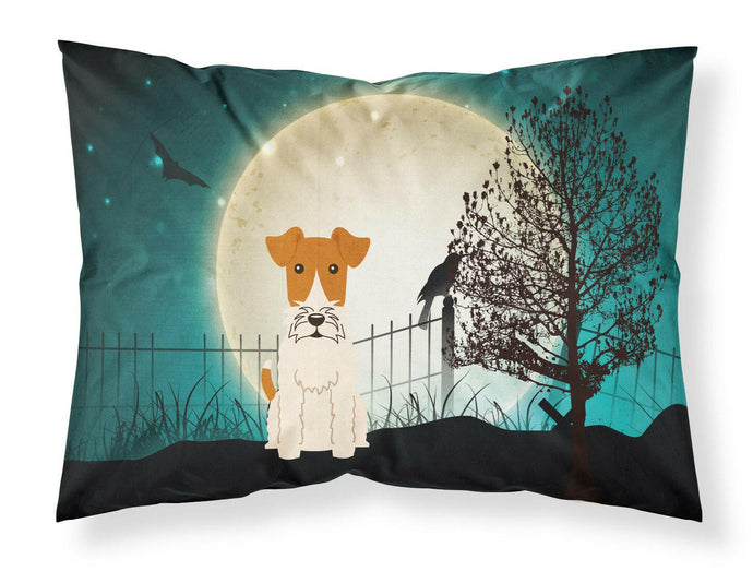 Halloween Scary Wire Fox Terrier Fabric Standard Pillowcase – Artistic Decorative Front, White Back BB2291PILLOWCASE