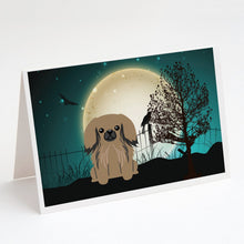 Load image into Gallery viewer, Halloween Scary Pekingese Tan Greeting Cards -  Blank Note Cards – 8-Pack of Artist-Designed Cards with Envelopes