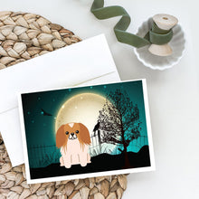 Load image into Gallery viewer, Halloween Scary Pekingese Red White Greeting Cards -  Blank Note Cards – 8-Pack of Artist-Designed Cards with Envelopes