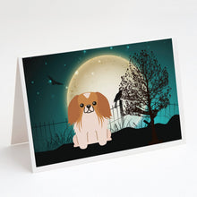 Load image into Gallery viewer, Halloween Scary Pekingese Red White Greeting Cards -  Blank Note Cards – 8-Pack of Artist-Designed Cards with Envelopes
