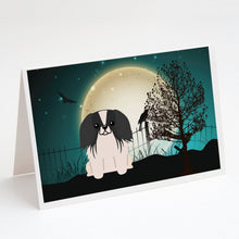 Load image into Gallery viewer, Halloween Scary Pekingese Black White Greeting Cards -  Blank Note Cards – 8-Pack of Artist-Designed Cards with Envelopes