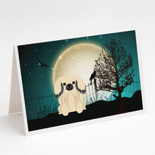 Load image into Gallery viewer, Halloween Scary Pekingese Cream Greeting Cards -  Blank Note Cards – 8-Pack of Artist-Designed Cards with Envelopes