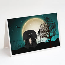 Load image into Gallery viewer, Halloween Scary Pekingese Black Greeting Cards -  Blank Note Cards – 8-Pack of Artist-Designed Cards with Envelopes