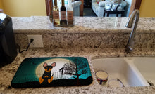 Load image into Gallery viewer, Halloween Scary English Toy Terrier Dish Drying Mat – Absorbent, Artistic Kitchen Essentials BB2299DDM