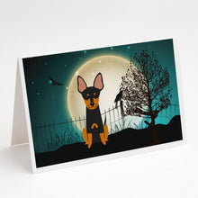 Load image into Gallery viewer, Halloween Scary English Toy Terrier Greeting Cards -  Blank Note Cards – 8-Pack of Artist-Designed Cards with Envelopes