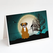 Load image into Gallery viewer, Halloween Scary Flashy Fawn Boxer Greeting Cards -  Blank Note Cards – 8-Pack of Artist-Designed Cards with Envelopes