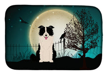 Load image into Gallery viewer, Halloween Scary Border Collie Black White Dish Drying Mat – Absorbent, Artistic Kitchen Essentials BB2308DDM