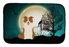 Load image into Gallery viewer, Halloween Scary Border Collie Red White Dish Drying Mat – Absorbent, Artistic Kitchen Essentials BB2309DDM