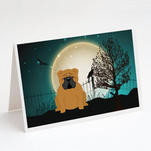 Load image into Gallery viewer, Halloween Scary  English Bulldog Red Greeting Cards -  Blank Note Cards – 8-Pack of Artist-Designed Cards with Envelopes