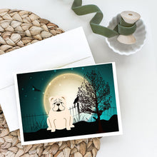 Load image into Gallery viewer, Halloween Scary  English Bulldog White Greeting Cards -  Blank Note Cards – 8-Pack of Artist-Designed Cards with Envelopes