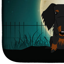 Load image into Gallery viewer, Halloween Scary Wire Haired Dachshund Black Tan Dish Drying Mat – Absorbent, Artistic Kitchen Essentials BB2317DDM