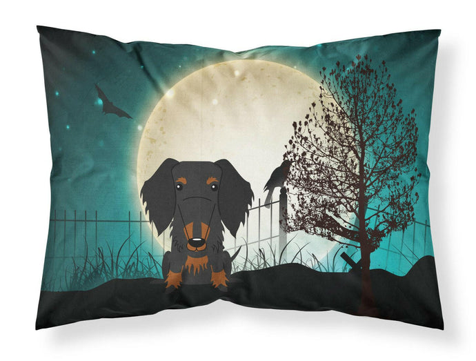 Halloween Scary Wire Haired Dachshund Black Tan Fabric Standard Pillowcase – Artistic Decorative Front, White Back BB2317PILLOWCASE