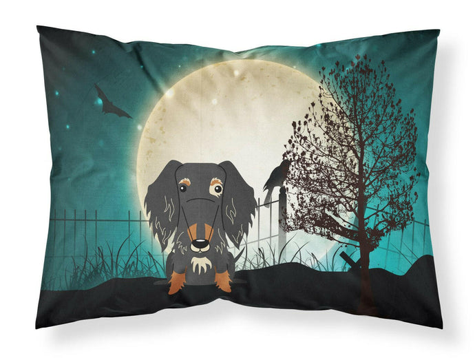 Halloween Scary Wire Haired Dachshund Dapple Fabric Standard Pillowcase – Artistic Decorative Front, White Back BB2318PILLOWCASE