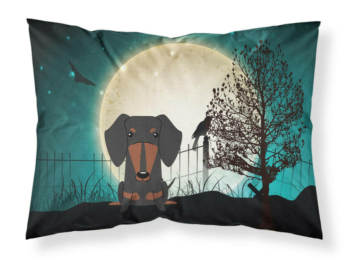 Halloween Scary Dachshund Black Tan Fabric Standard Pillowcase – Artistic Decorative Front, White Back BB2322PILLOWCASE