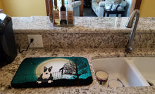 Load image into Gallery viewer, Halloween Scary Bull Terrier Black White Dish Drying Mat – Absorbent, Artistic Kitchen Essentials BB2323DDM
