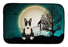 Load image into Gallery viewer, Halloween Scary Bull Terrier Black White Dish Drying Mat – Absorbent, Artistic Kitchen Essentials BB2323DDM