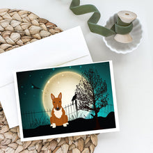 Load image into Gallery viewer, Halloween Scary Bull Terrier Red Greeting Cards -  Blank Note Cards – 8-Pack of Artist-Designed Cards with Envelopes