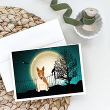 Load image into Gallery viewer, Halloween Scary Bull Terrier Red White Greeting Cards -  Blank Note Cards – 8-Pack of Artist-Designed Cards with Envelopes