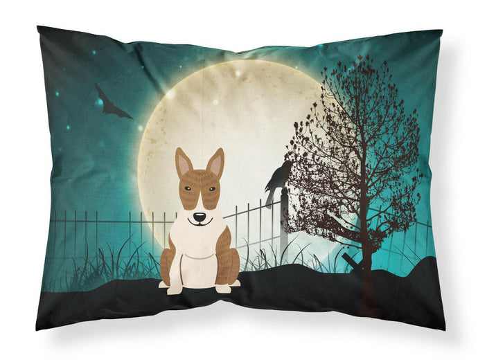 Halloween Scary Bull Terrier Brindle Fabric Standard Pillowcase – Artistic Decorative Front, White Back BB2327PILLOWCASE